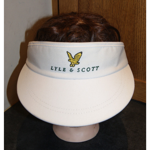 Vintage 90s Lyle & Scott White Golf Visor Hat Cap Adjustable Embroider USA Made - Picture 1 of 7